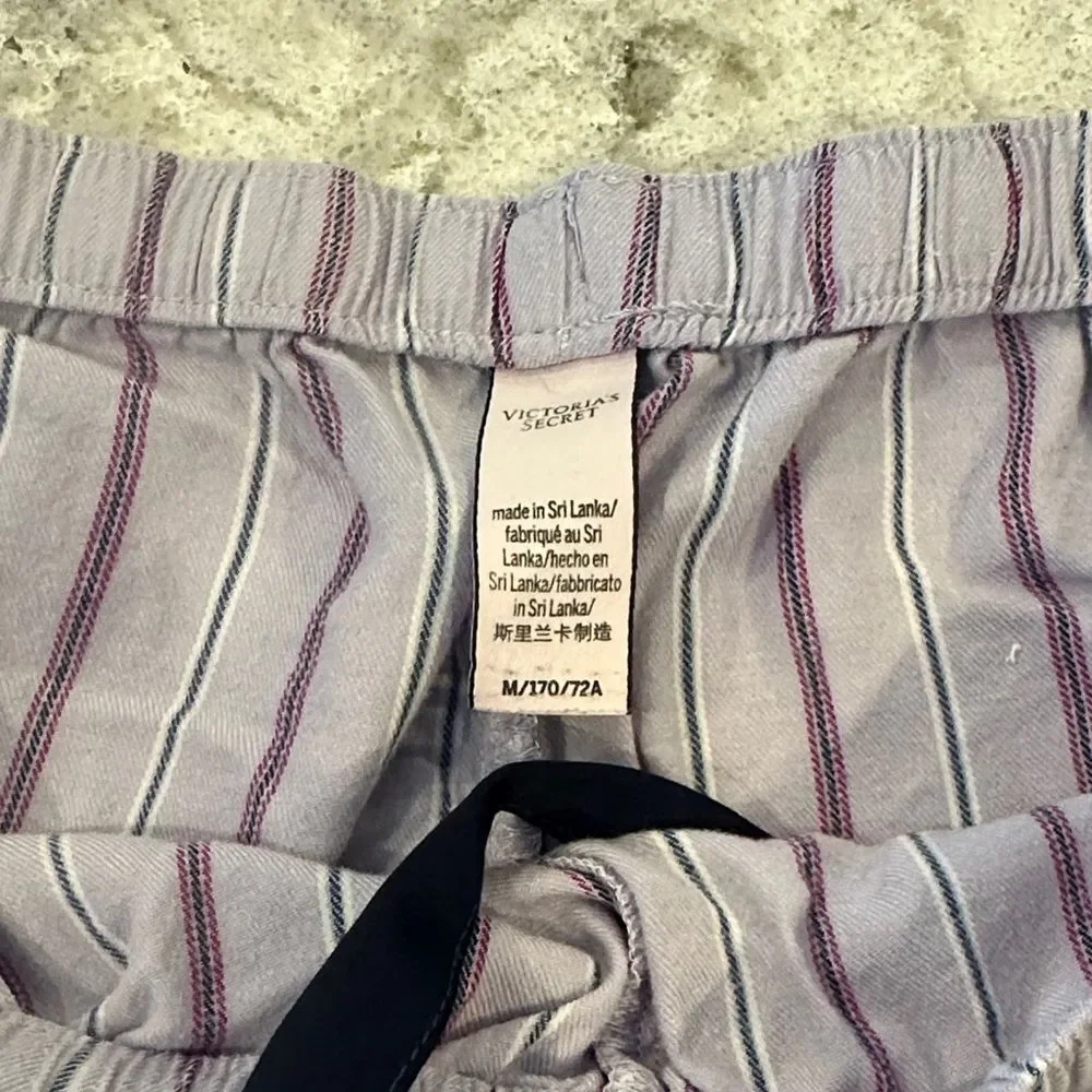 Victoria's Secret White Pajama Pants with Black and Red Stripes